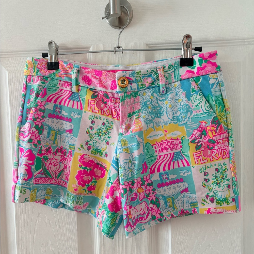 Lilly Pulitzer Size 0 Floral Knit Travel Print Shorts